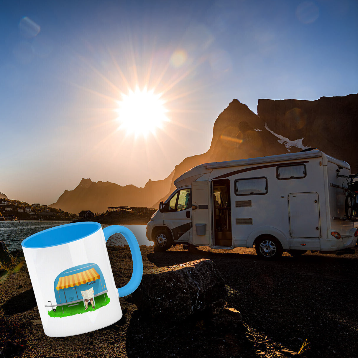 Ich bin Rentner Campen ist mein Beruf Kaffeebecher mit Wohnwagen