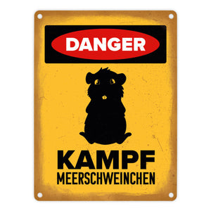 Vorsicht Meerschweinchen Metallschild mit Meerschweinchen Silhouette