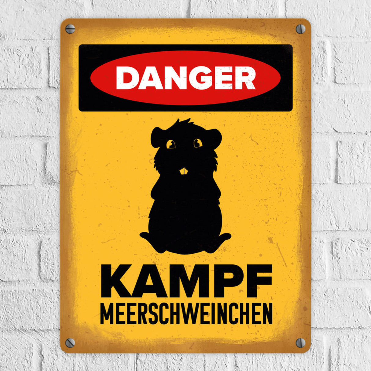 Vorsicht Meerschweinchen Metallschild mit Meerschweinchen Silhouette