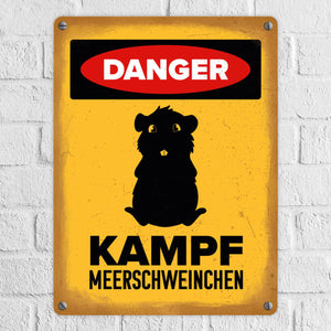 Vorsicht Meerschweinchen Metallschild mit Meerschweinchen Silhouette