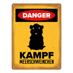 Vorsicht Meerschweinchen Metallschild mit Meerschweinchen Silhouette