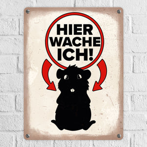 Vorsicht Meerschweinchen Metallschild mit Meerschweinchen Silhouette