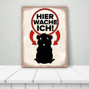 Vorsicht Meerschweinchen Metallschild mit Meerschweinchen Silhouette