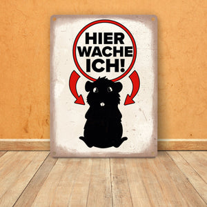 Vorsicht Meerschweinchen Metallschild mit Meerschweinchen Silhouette