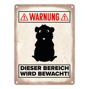 Vorsicht Meerschweinchen Metallschild mit Meerschweinchen Silhouette
