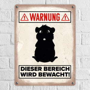 Vorsicht Meerschweinchen Metallschild mit Meerschweinchen Silhouette