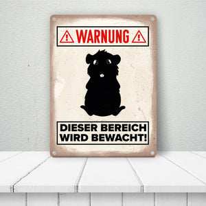 Vorsicht Meerschweinchen Metallschild mit Meerschweinchen Silhouette