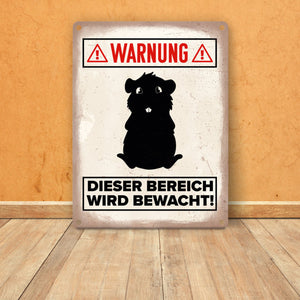 Vorsicht Meerschweinchen Metallschild mit Meerschweinchen Silhouette