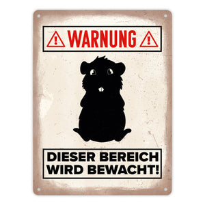 Vorsicht Meerschweinchen Metallschild mit Meerschweinchen Silhouette