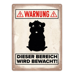 Vorsicht Meerschweinchen Metallschild mit Meerschweinchen Silhouette
