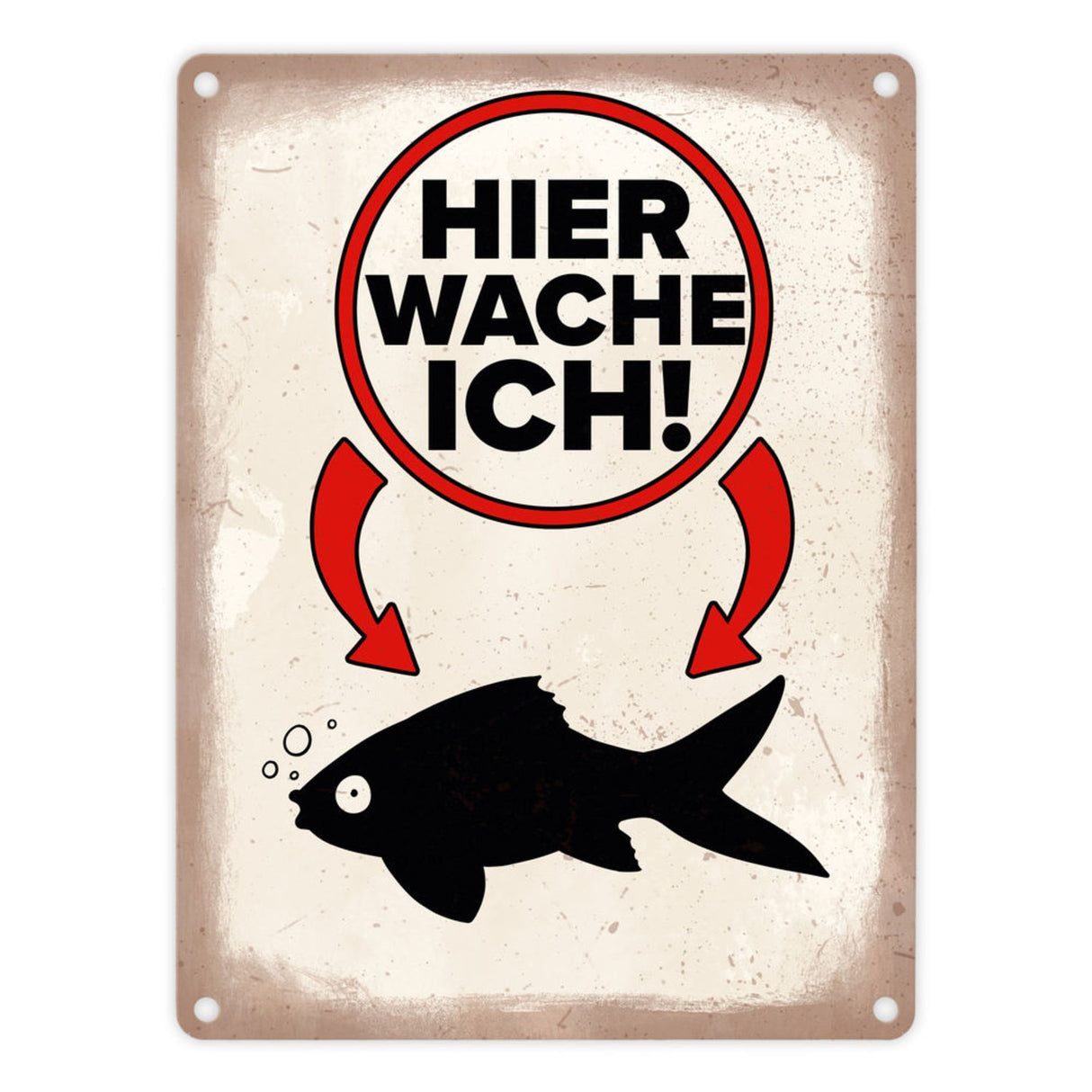 Vorsicht Goldfisch Metallschild mit Goldfisch Silhouette
