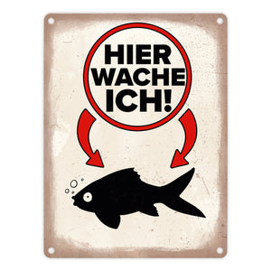 Vorsicht Goldfisch Metallschild mit Goldfisch Silhouette