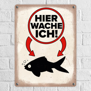 Vorsicht Goldfisch Metallschild mit Goldfisch Silhouette
