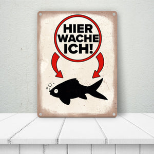 Vorsicht Goldfisch Metallschild mit Goldfisch Silhouette