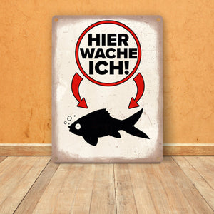 Vorsicht Goldfisch Metallschild mit Goldfisch Silhouette