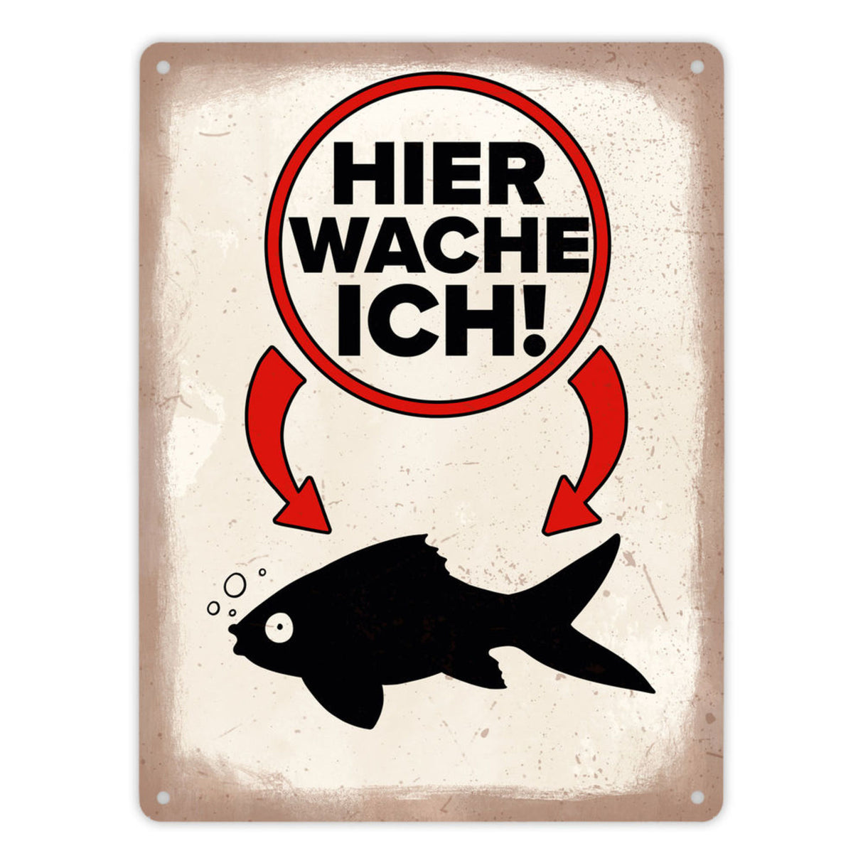 Vorsicht Goldfisch Metallschild mit Goldfisch Silhouette