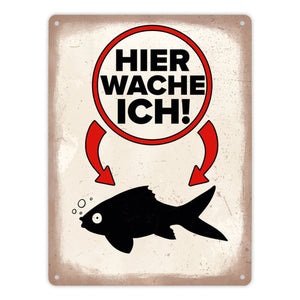 Vorsicht Goldfisch Metallschild mit Goldfisch Silhouette