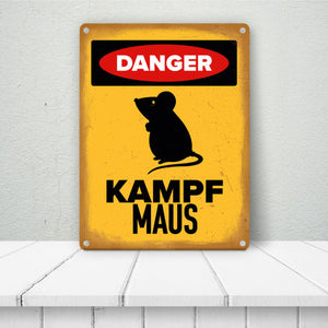 Vorsicht Maus Metallschild mit Maus Silhouette