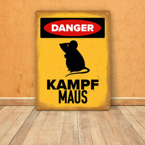 Vorsicht Maus Metallschild mit Maus Silhouette