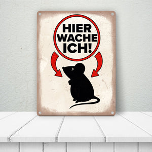 Vorsicht Maus Metallschild mit Maus Silhouette