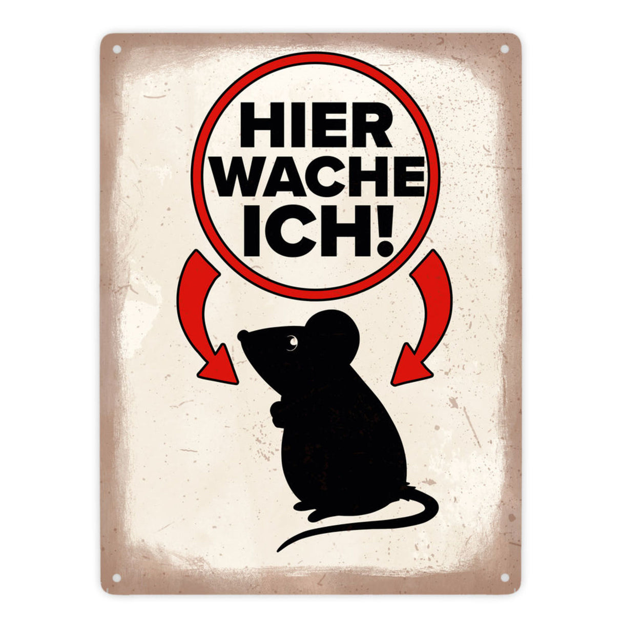 Vorsicht Maus Metallschild mit Maus Silhouette