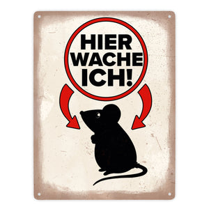 Vorsicht Maus Metallschild mit Maus Silhouette