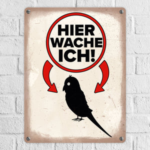 {Vorsicht Kanarienvogel} Metallschild mit Vogel Silhouette