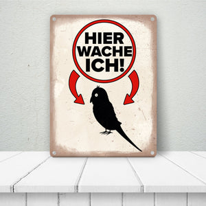 {Vorsicht Kanarienvogel} Metallschild mit Vogel Silhouette