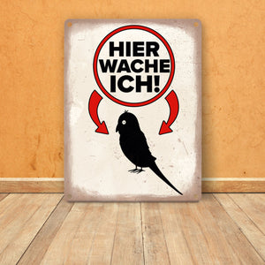 {Vorsicht Kanarienvogel} Metallschild mit Vogel Silhouette