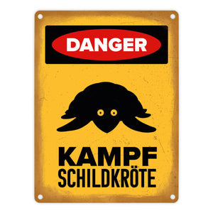 Vorsicht Schildkröte Metallschild mit Schildkröten Silhouette