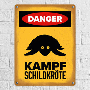 Vorsicht Schildkröte Metallschild mit Schildkröten Silhouette