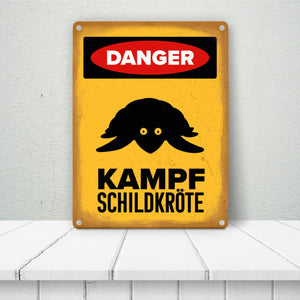 Vorsicht Schildkröte Metallschild mit Schildkröten Silhouette