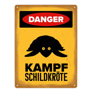 Vorsicht Schildkröte Metallschild mit Schildkröten Silhouette