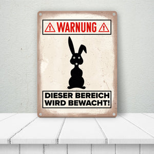 Vorsicht Hase Metallschild mit Hasen Silhouette