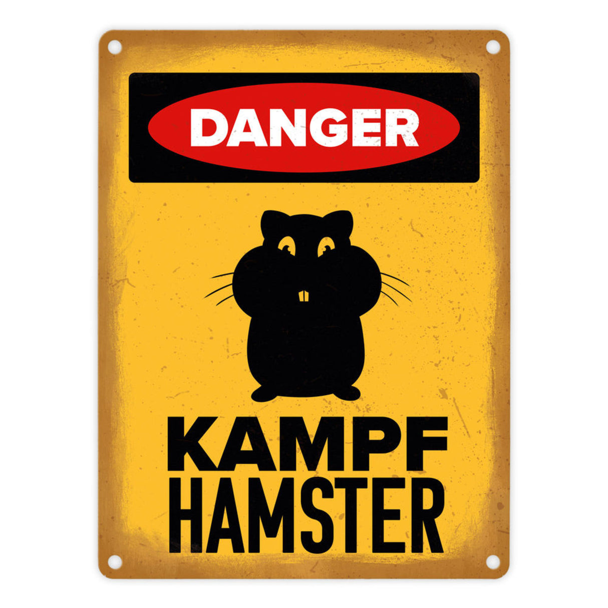 Vorsicht Hamster Metallschild mit Hamster Silhouette