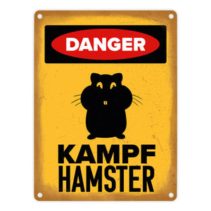 Vorsicht Hamster Metallschild mit Hamster Silhouette