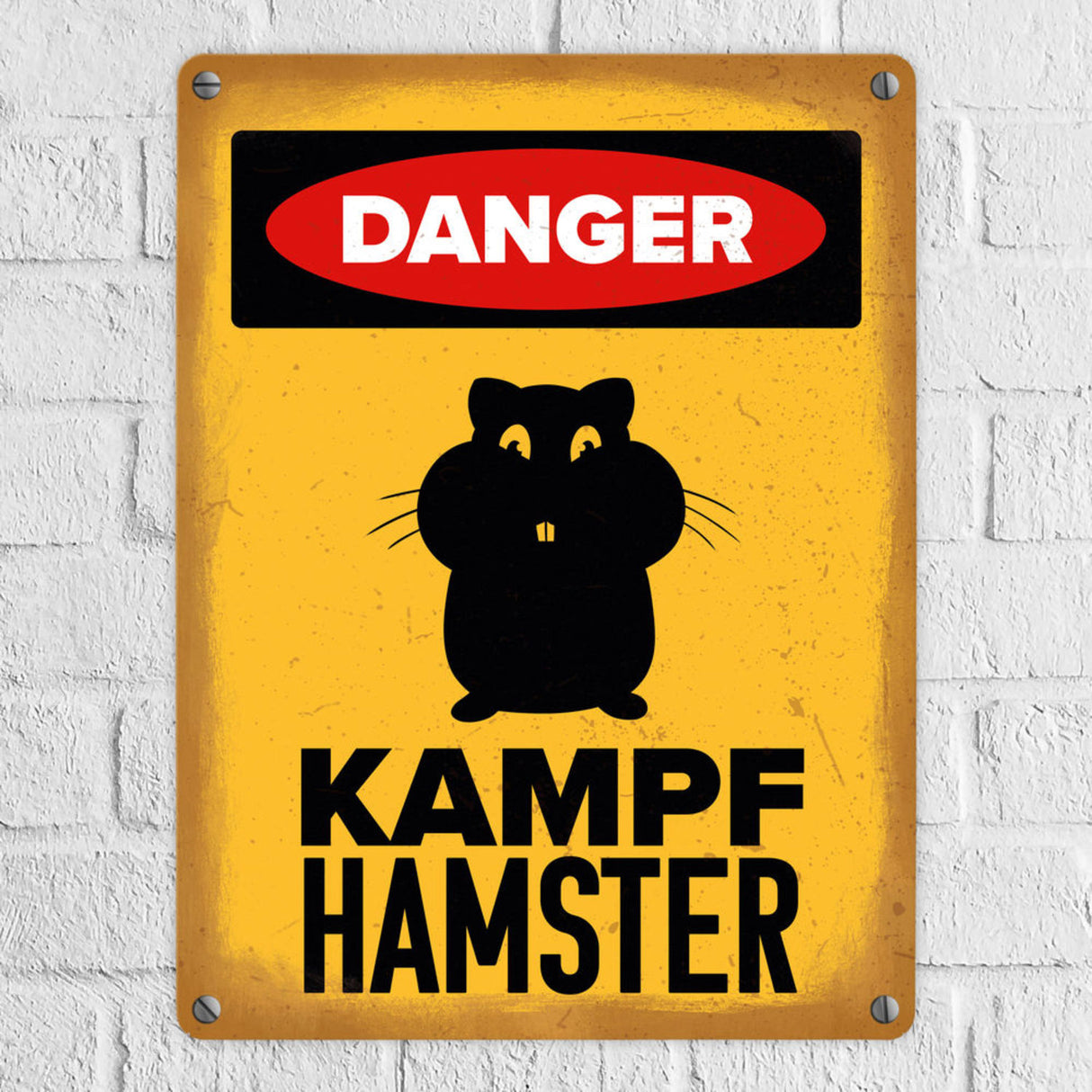 Vorsicht Hamster Metallschild mit Hamster Silhouette