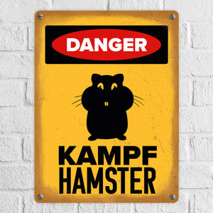 Vorsicht Hamster Metallschild mit Hamster Silhouette