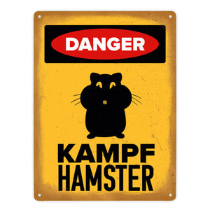 Vorsicht Hamster Metallschild mit Hamster Silhouette