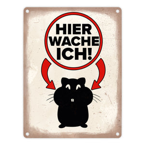 Vorsicht Hamster Metallschild mit Hamster Silhouette