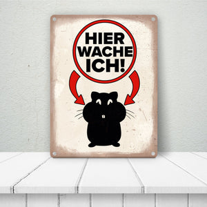 Vorsicht Hamster Metallschild mit Hamster Silhouette