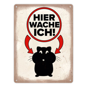Vorsicht Hamster Metallschild mit Hamster Silhouette
