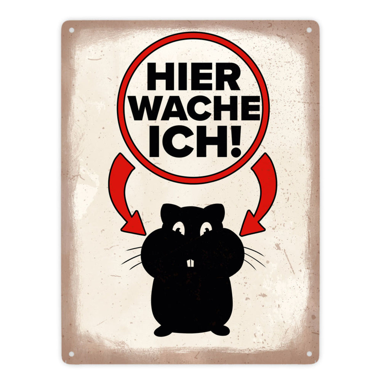 Vorsicht Hamster Metallschild mit Hamster Silhouette