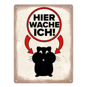 Vorsicht Hamster Metallschild mit Hamster Silhouette