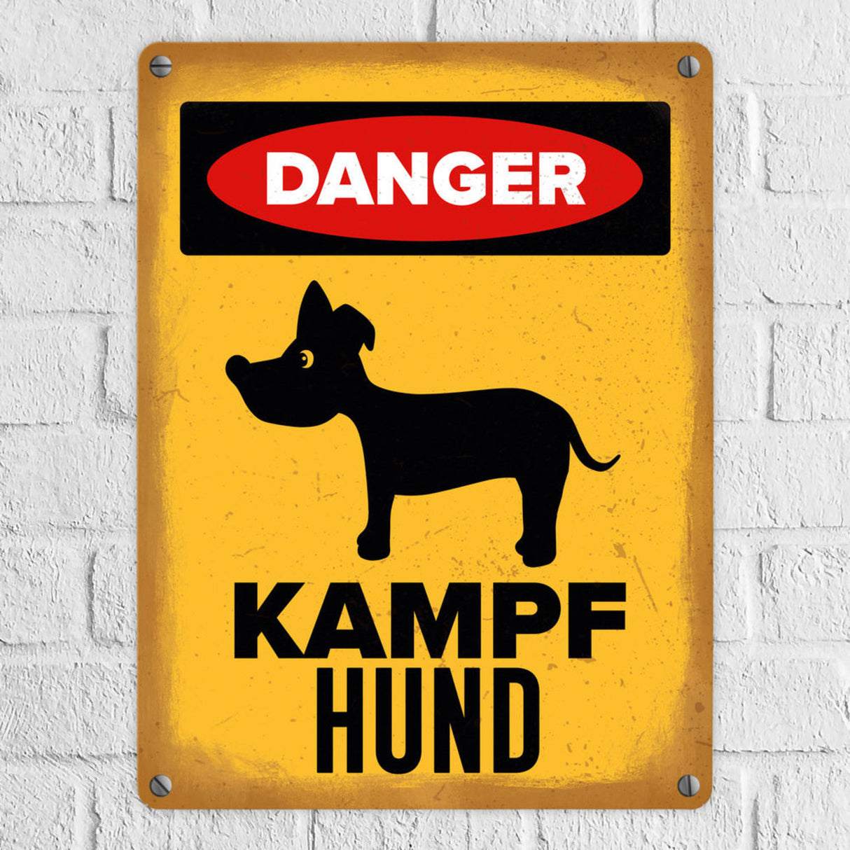 Vorsicht Hund Metallschild mit Hunde Silhouette