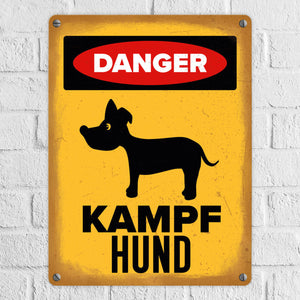 Vorsicht Hund Metallschild mit Hunde Silhouette