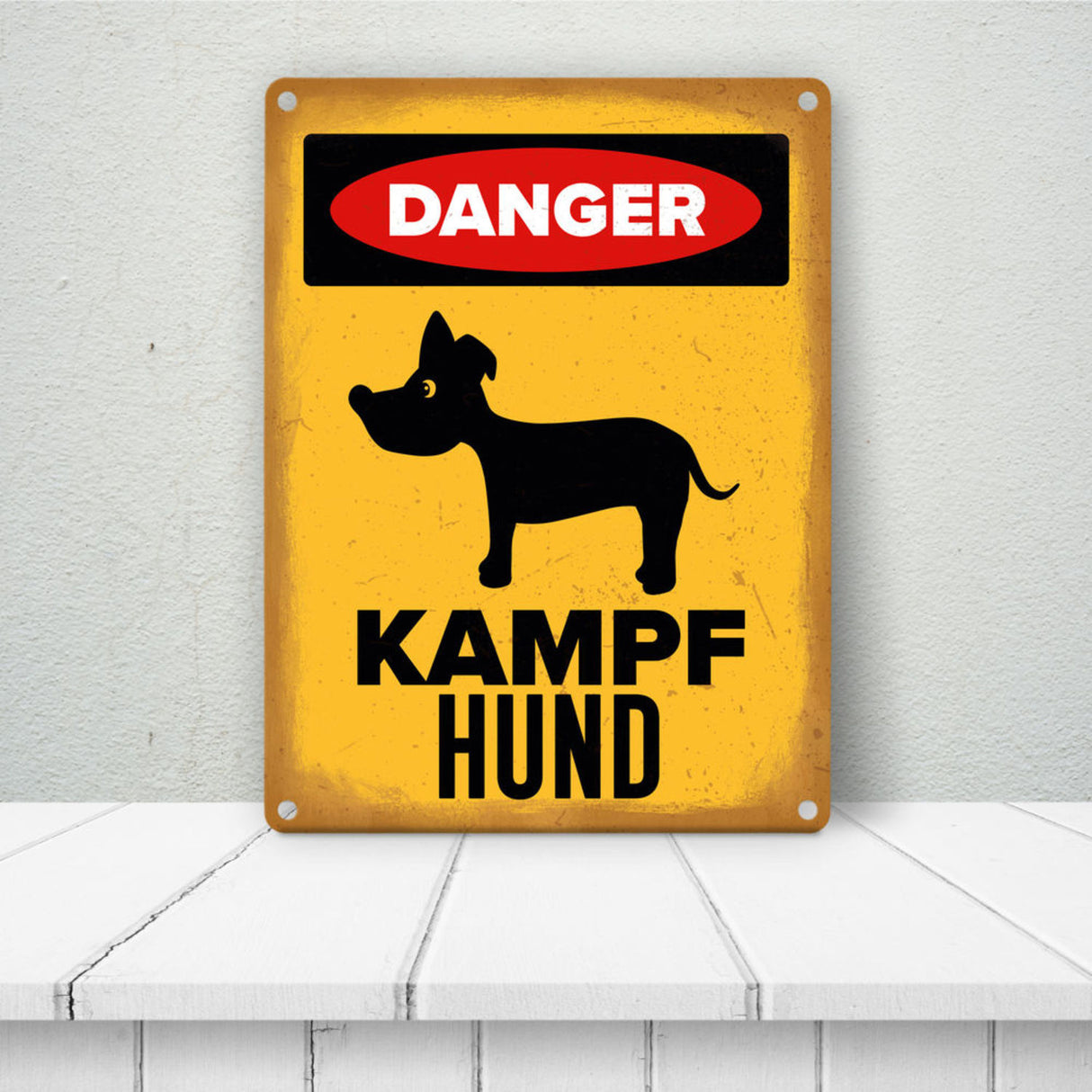 Vorsicht Hund Metallschild mit Hunde Silhouette