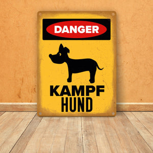 Vorsicht Hund Metallschild mit Hunde Silhouette