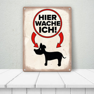 Vorsicht Hund Metallschild mit Hunde Silhouette