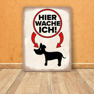 Vorsicht Hund Metallschild mit Hunde Silhouette